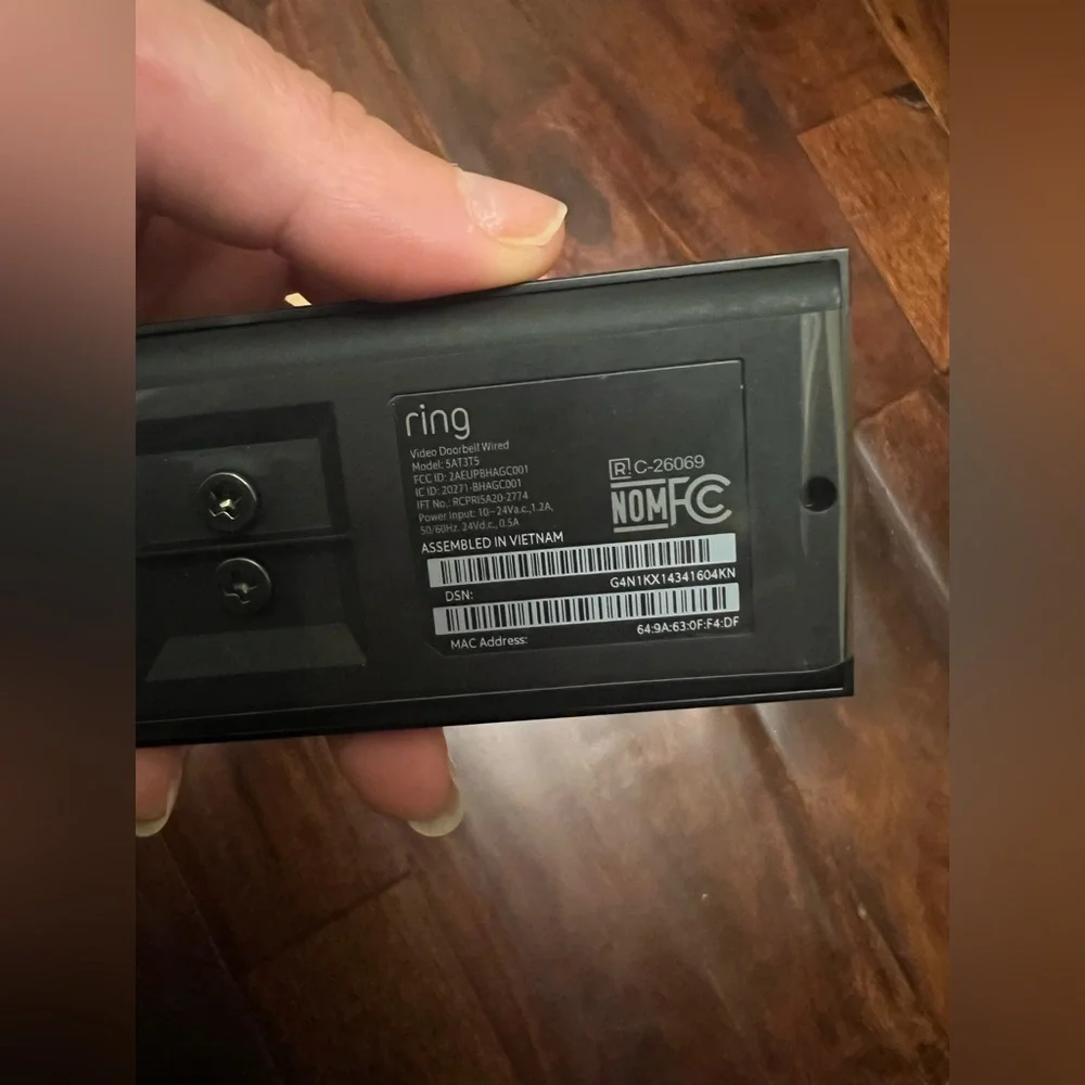 Video Ring Doorbell Wired Model 5AT3T5 New No Box